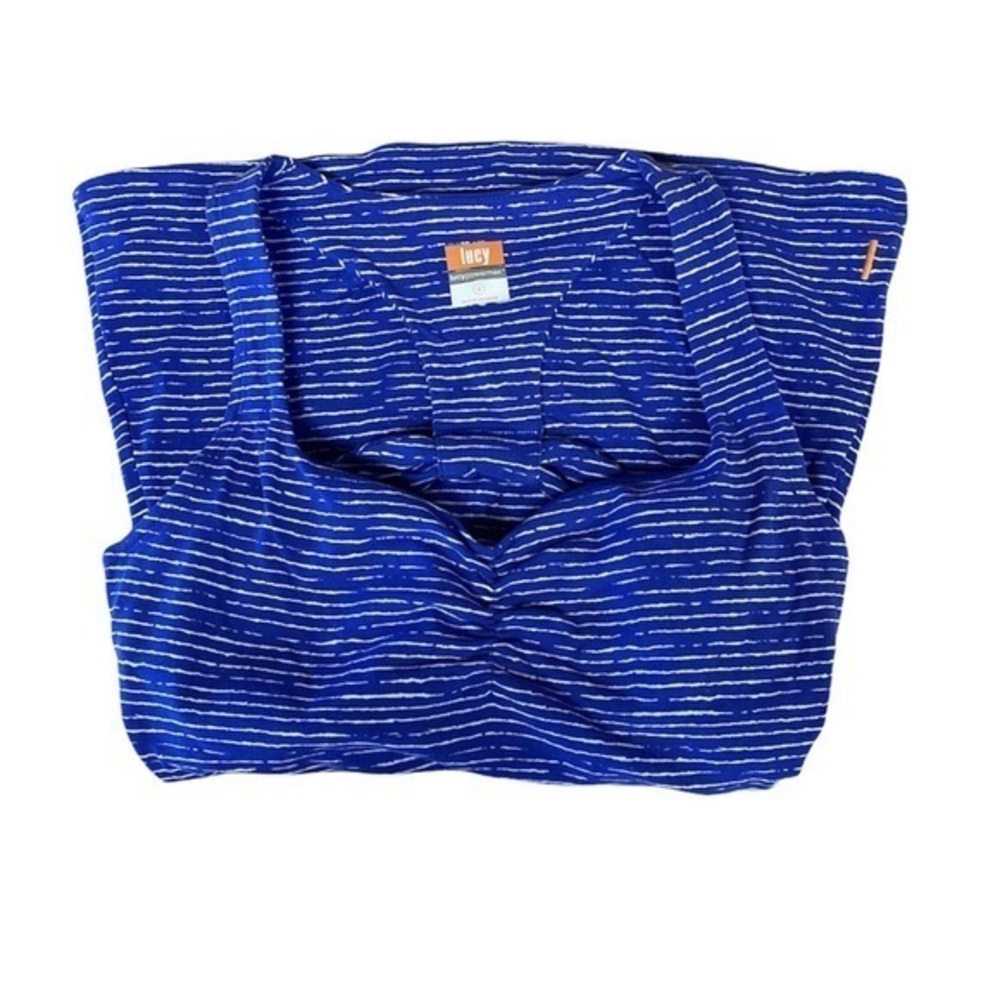 Lucy Powermax Racerback Blue & White Stripe Tank | S